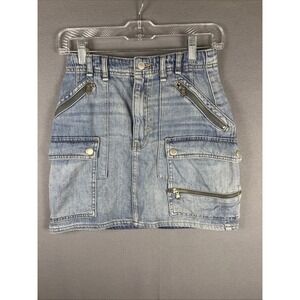 Free People We The Free Avenue Denim Skirt Cargo Utility Icon Wash Sz‎ 25